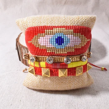 

Rttooas Evil Eye Bracelets Set MIYUKI Beads Bracelet Women Wedding Jewelry Pulsera Mujer 2020 Handmade Woven Jewelry