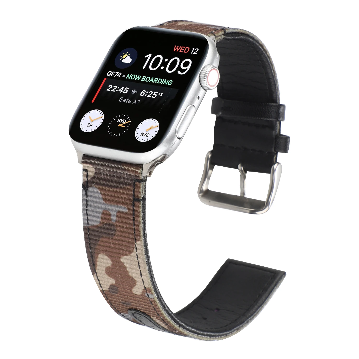 

Brown Camouflage Nylon Band for 38mm 40mm 42mm 44mm Apple Watch iwatch Strap for Smartwatch Men's Bracelet.