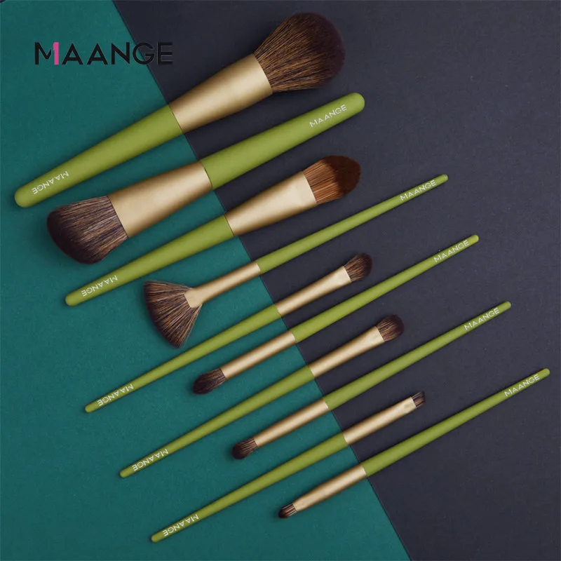 Набор кистей для макияжа MAANGE Pro 10/1 шт. пудры основы теней губ искусственные волосы