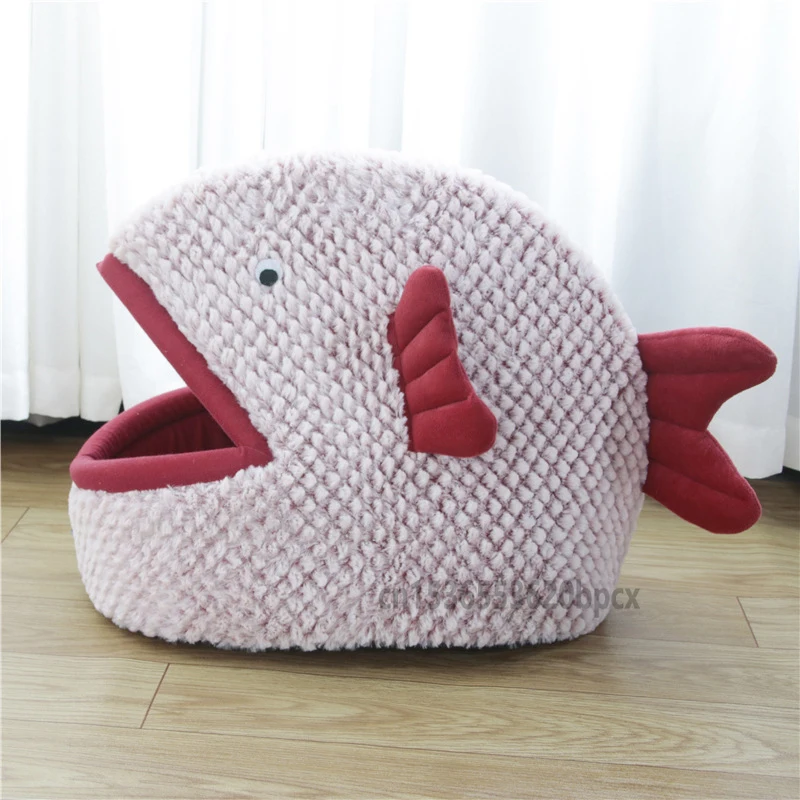 Fish Shape Cat Kennel Soft Pet House for Dogs Cats Small Animals Products Semi-enclosed Cartoon Beds Promotion | Дом и сад