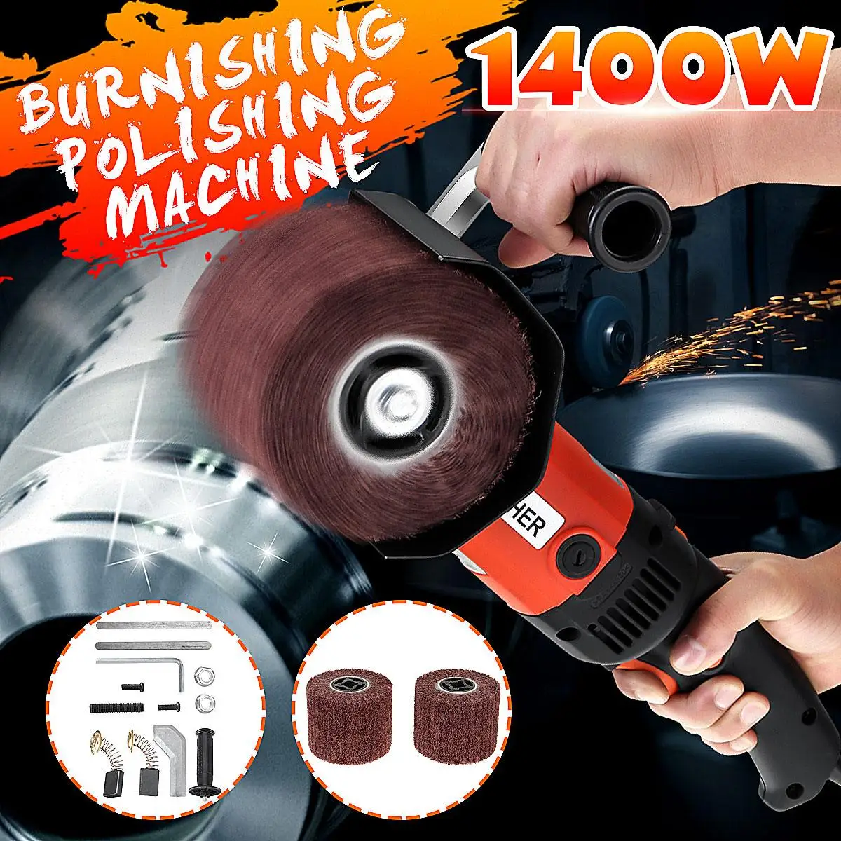 

220V 1400W Burnishing Machine Electric Car Polisher Sander Grinder stainless Steel 6 speeds Sanding Metal Drawing Machine