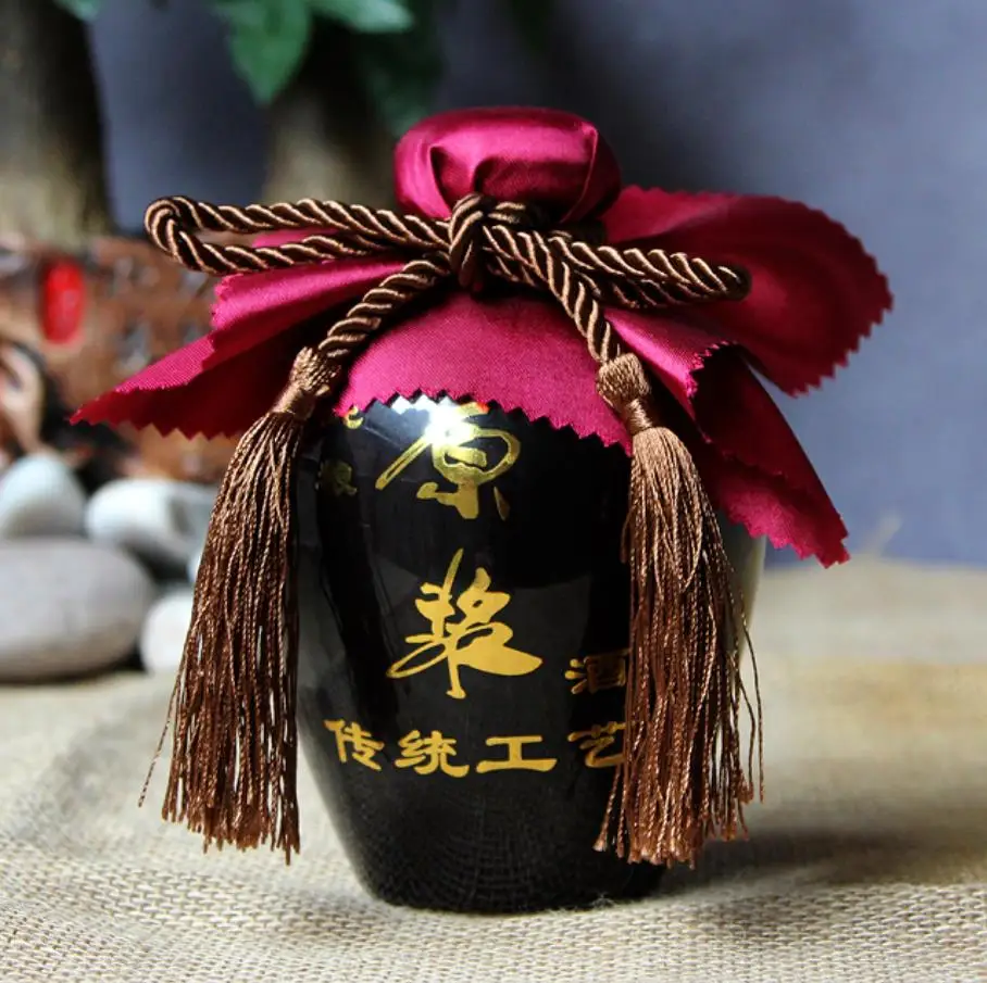 500ml Retro Wine Bottle Collection Collect Ceramics Chinese Style Empty Bottle Self-brewed Wine Preservation Dust-proof E11691