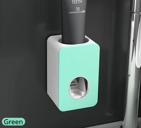 Extruder green Топ продаж, держатель для зубных щеток, автоматический диспенсер для зубной пасты с чашкой, настенный стеллаж для хранения туалетных принадлежностей, набор аксессуаров для ванной комнаты - Цвет: Extruder green
