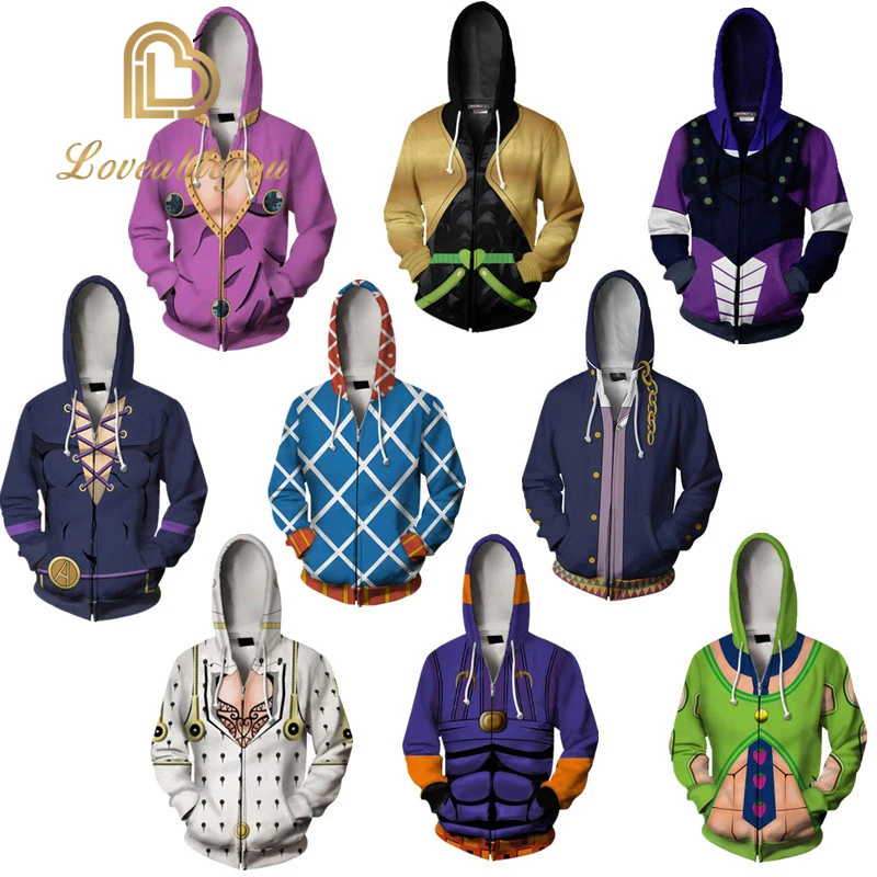 

Anime Jojo Bizarre Adventure Hoodie Sweatshirt Kira Yoshikage Cosplay Costume Joestar Kujo Jotaro Hooded Sweater Shirt Men Boys