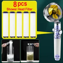 

2/4/8pcs Shower Head Filter for Water Saving Flow 360 Degrees Rotating with Small Fan ABS Rain High Pressure Spray Nozzle Shower