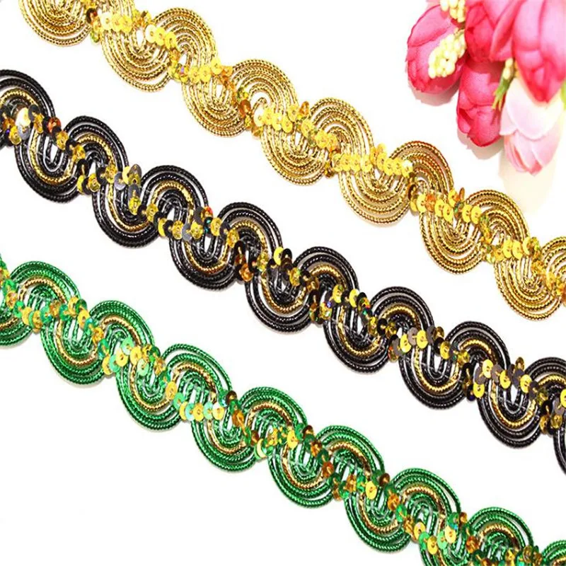 

Wavy sequined lace sequined webbing clothing accessories side color sequined ribbon lace