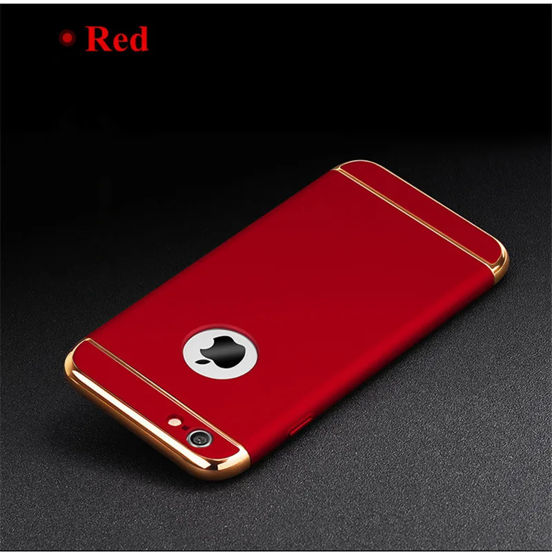 Для iphone 6 S чехол Роскошный Черный Матовый Жесткий 360 Защитный чехол для iphone 6 S 7 8 Plus Съемный 3 в 1 задняя крышка для iphone 6 X - Цвет: Red