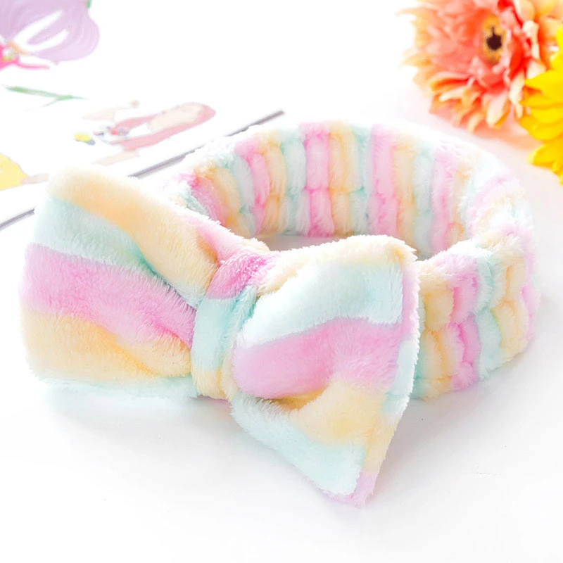 2019 New Arrival Women Head Wrap Soft Coral Fleece Makeup Headband Washing Face Turban Bow Hairband Hair Turban 1111