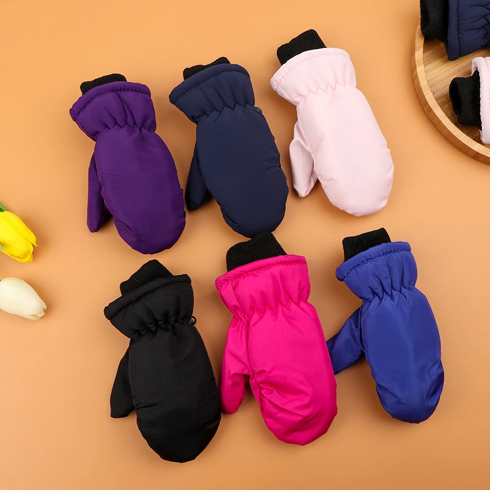 1Pair New Fashion Children Kids Winter Snow Warm Gloves Boys Girls Ski Windproof Waterproof Thicken Mittens Keep Finger Warm