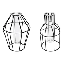 2 шт. в скандинавском стиле 3D стеклянная железная художественная Геометрическая ваза с кюветой настольное растение бонсай цветок свадебное украшение дома аксессуары