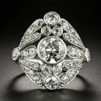 

Classical Edward full AAA zircon diamonds gemstones rings for women white gold silver color bague jewelry bijoux party accessory