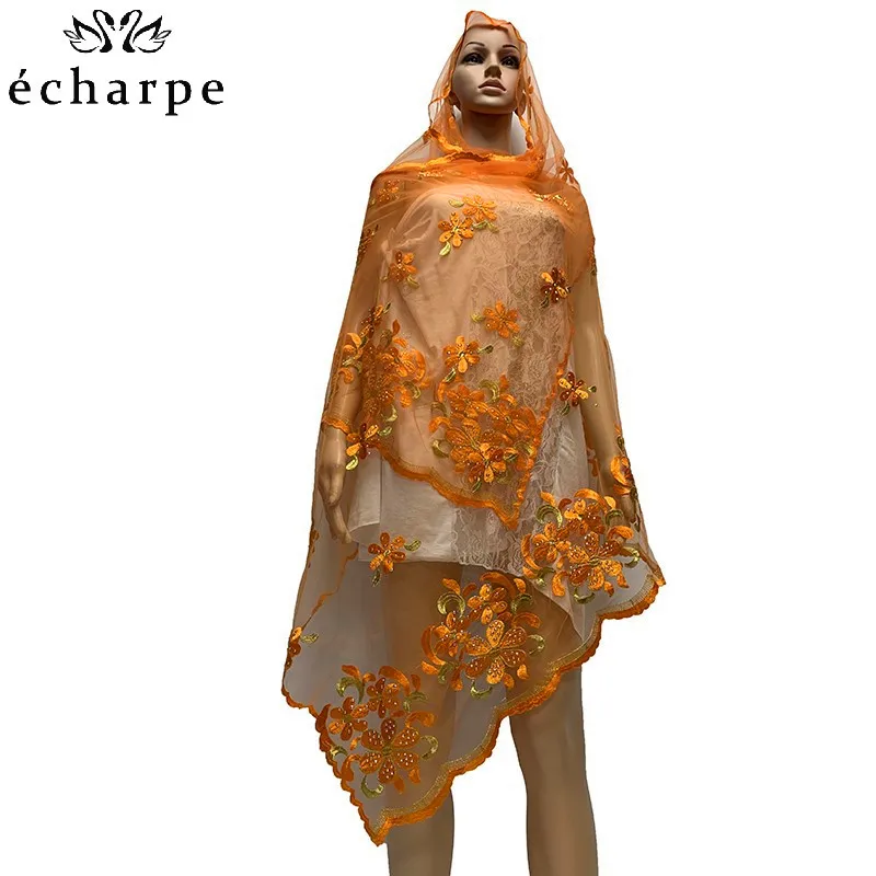 Африканский женский длинный шарф мусульманских женщин шарф из тюли 2,0*0,8 метров по продажам BM676 - Цвет: Color 10
