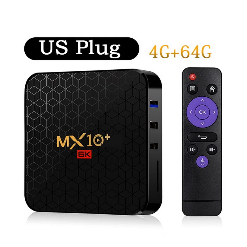 MX10 Pro 6k ТВ Box Android 9,0 4 ядра 64-бит ARM Cortex-A53 Вай-Фай HDMI ТВ Декодер каналов кабельного телевидения Media Player коробка