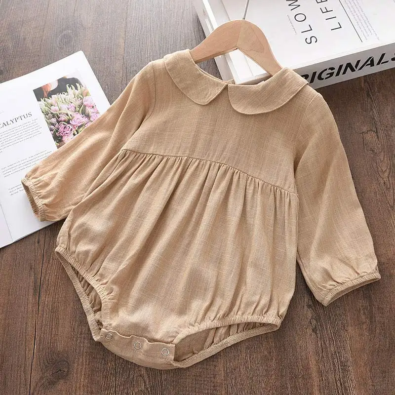 Bamboo fiber children's clothes Newborn Girls Boys Casual Rompers Solid Color Long Sleeve Clothing Spring Autumn Fall Jumpsuits Cotton Linen Toddler Baby Suits carters baby bodysuits	 Baby Rompers