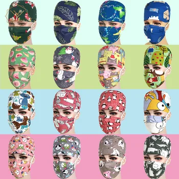 

Unisex Medical Beauty Caps Dental Pet Hospital Beauty Salon Doctor Nurses Printing Scrub Hats Medical Surgical Surgery Hat