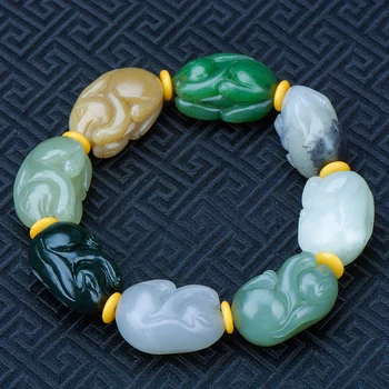 

Natural hetian jade bracelets bangle hand-carved rabbit bracelet for men jade jewelry real green jade bracelets bangle