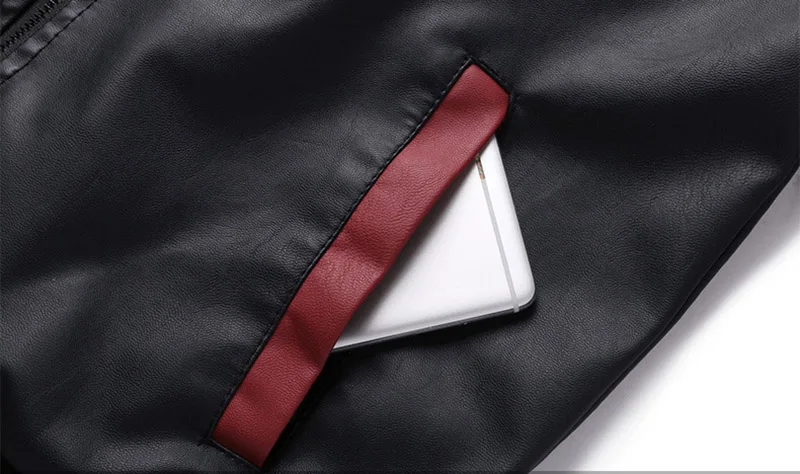 Mcikkny Fashion Men Pu Leather Jackets Coats Stand Collar Fleece Lined Jackets Outwear For Male Size M-3XL Windbreak  (2)