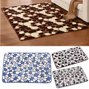 

Bath Mat Bathroom Bedroom Non-slip Mats Coral Velvet Rug Shower Carpet Home Entrance Door Floor Pad Stone Pattern Decorative Rug