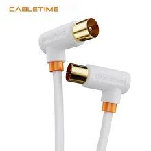 CABLETIME 90degree TV Cable High definition Gold plated Coaxial Line M/F Satellite Antenna Cable for HD Television N361