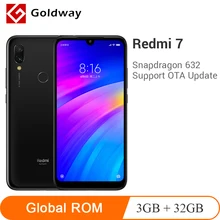 Глобальный Встроенная память Xiaomi Redmi 7, 3 Гб оперативной памяти, 32 Гб встроенной памяти, Смартфон Snapdragon 632 Octa Core 6,26 дюйма, разрешение Full Экран 12MP 4000 мА/ч, Батарея мульти-Язык