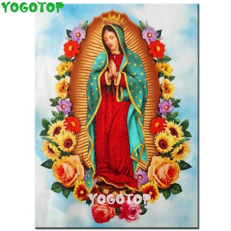 Pintura de diamantes de la Virgen María de México, bordado artesanal, punto  de cruz, cuadrado, redondo, icono religioso de Nuestra Señora,  YY5486|Pintura de punto de cruz de diamantes| - AliExpress