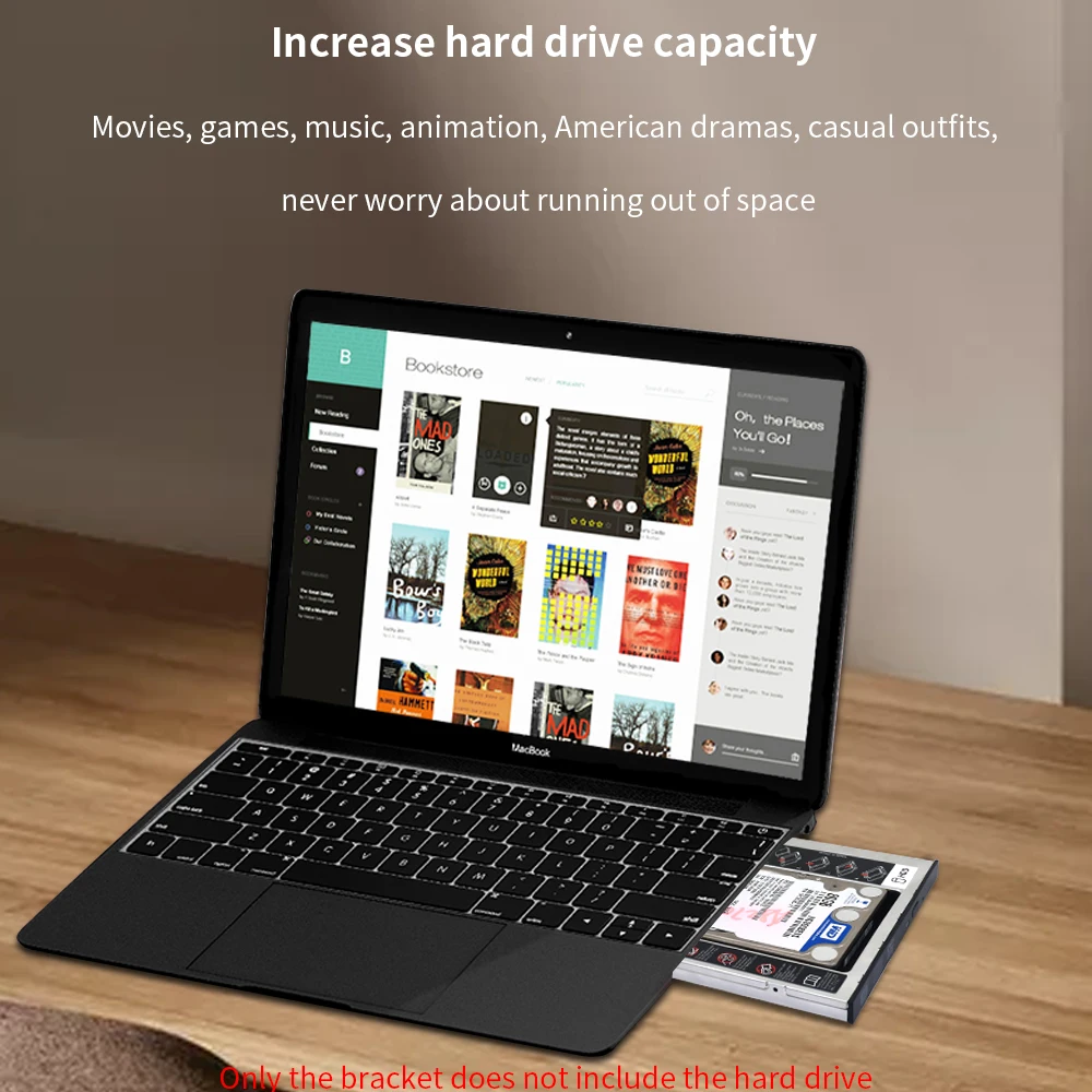 2nd HDD Caddy TISHRIC Aluminum 9.5mm 12.7mm SATA 3.0 Optibay Hard Disk Drive Box Enclosure DVD Adapter Case 2.5 SSD For Laptop