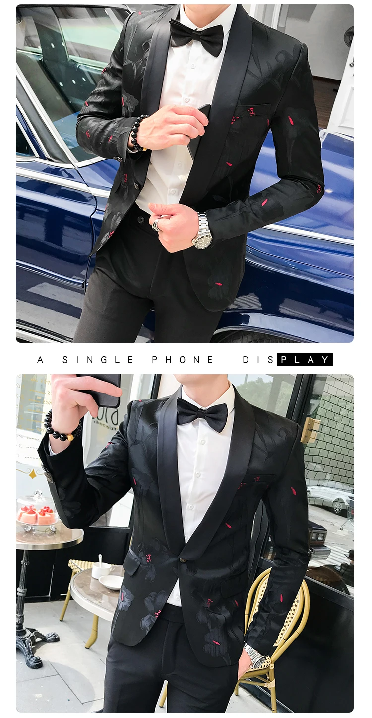 Цветочный блейзер Masculino Americana Hombre, Мужская одежда для сцены, умный осенний Блейзер Hombre, мужские блейзеры с цветами, повседневные Клубные облегающие