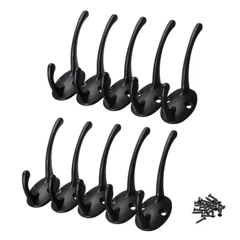 

10PCS Cloth Ho Hangers Vintage Iron Wall Ho Rustic Key Coat Bag Hat Hanging Rustic Robe Hos For Home Bathroom with Screws