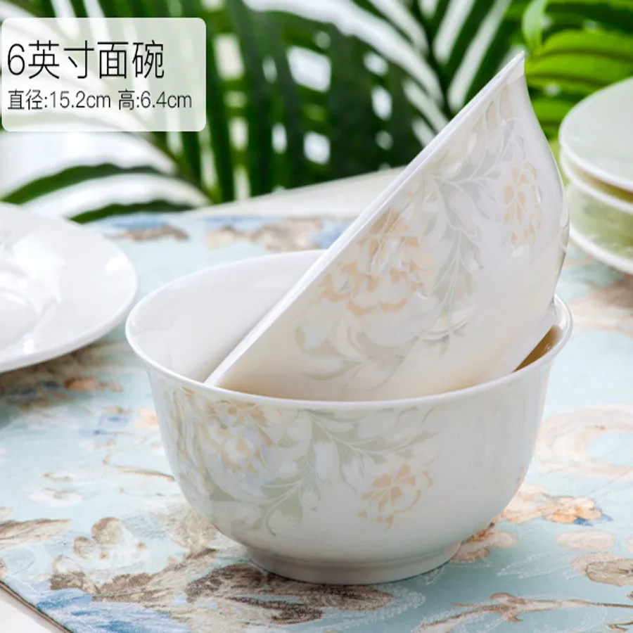 60 Heads Jingdezhen ceramics Dinner Dish Rice Salad Noodles Bowl home dish soup bowl taste dish rice bowl Pot Dinnerware Sets