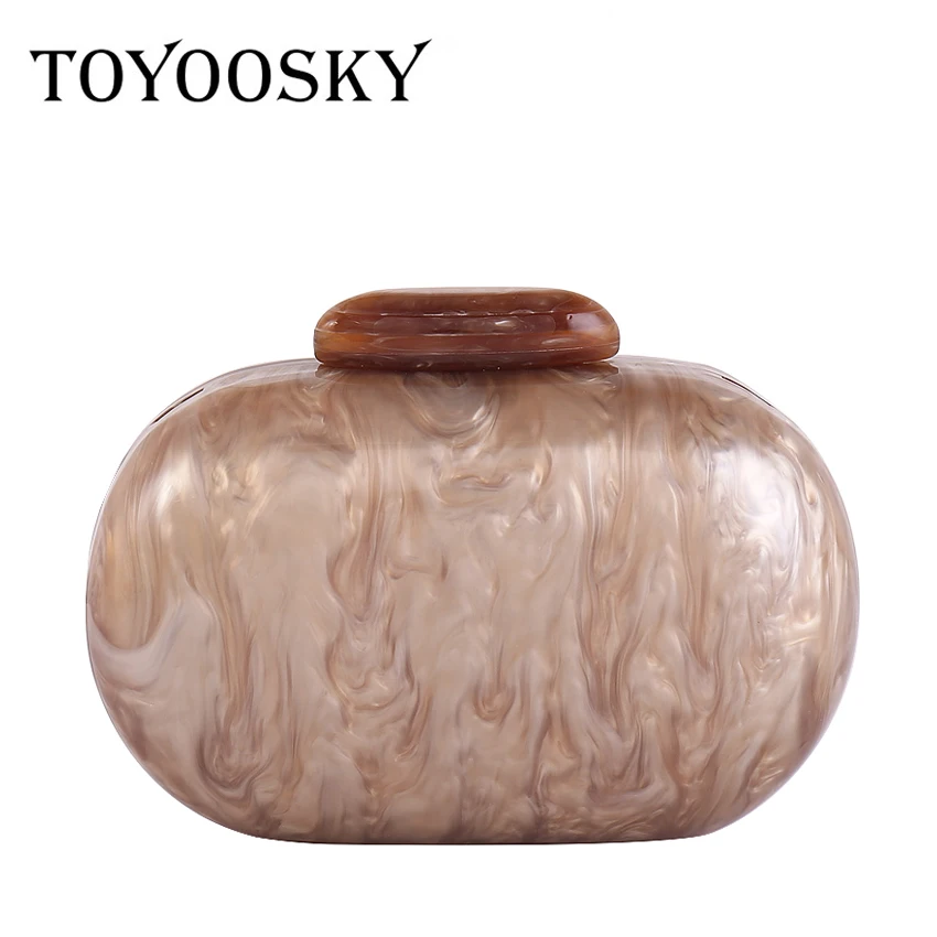 

TOYOOSKY 2020 New Fashion Marble Acrylic Bags Vintage Women Messenger Bags Oval Evening Clutch Bags Party Prom Handbags pearl