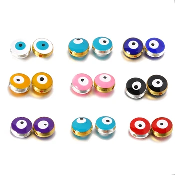 

JUYA 15pcs/lot Beads Jewelry Making DIY 10.5mm Round Evil Eye Spacers For Women Bracelet Necklace Findings Charms Crafts Supplie