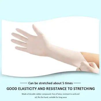 

White 100 Pieces Plus Long Disposable Nitrile Rubber Gloves Oil-proof And Waterproof Gloves Guantes Desechables Kitchen Bathroom