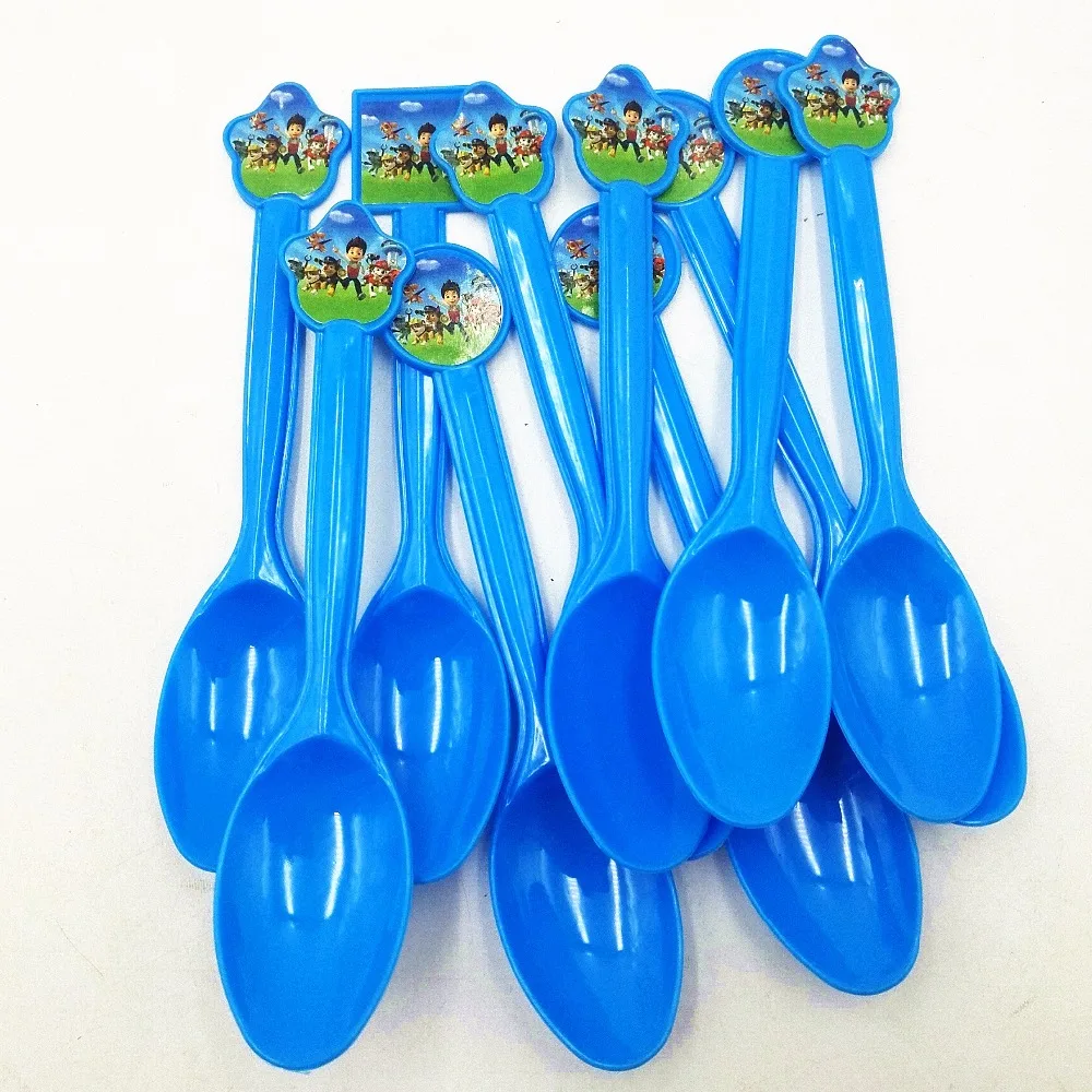 Spoons 10pc Набор из 24 штук, с рисунками из мультфильма «Щенячий патруль» вечерние поставки карты коллекции торт Топпер для вечерние украшения десертов прекрасный подарок с днем рождения торт - Цвет: Spoons 10pc