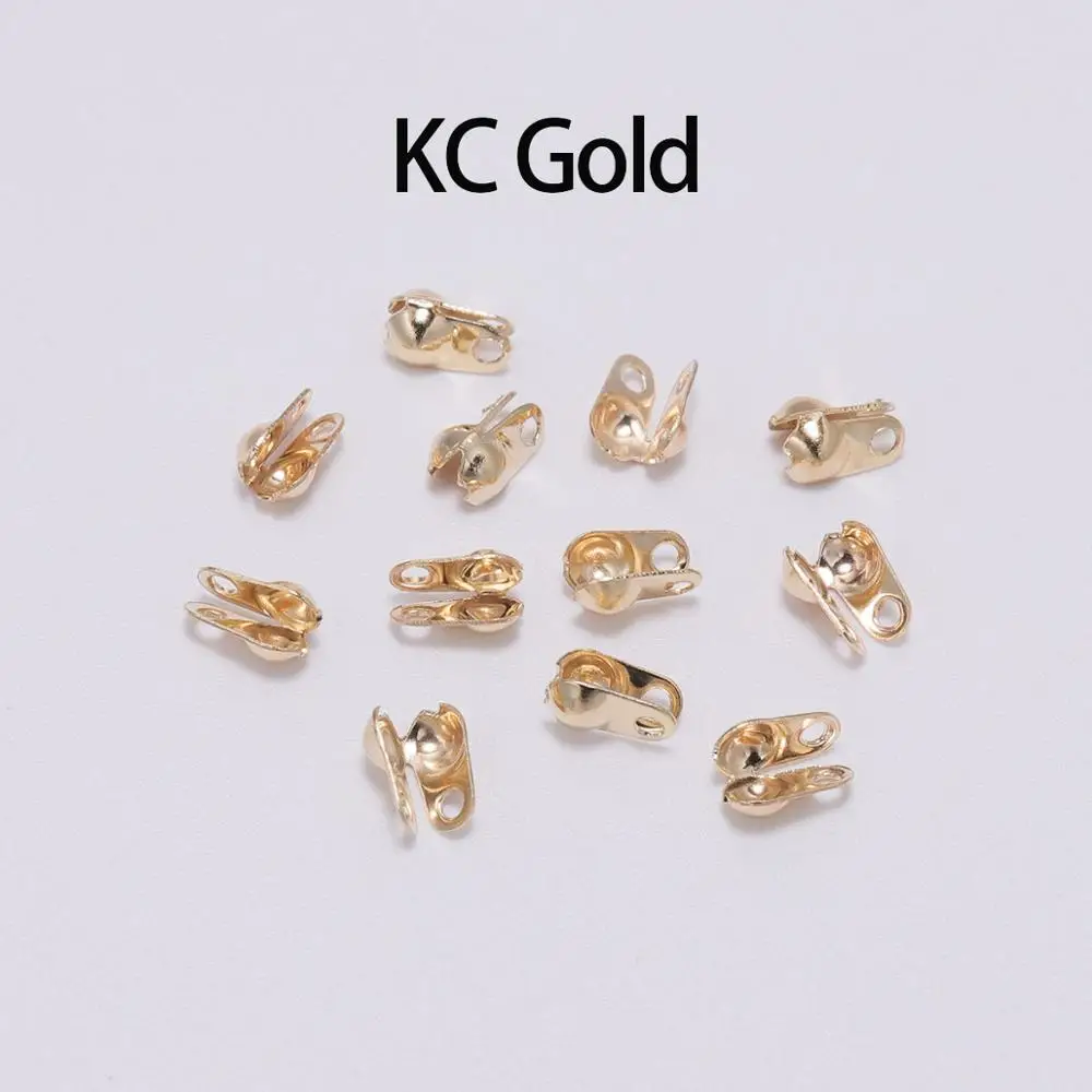 KC Gold 200 шт 1,5 2,4 3,2 мм серебристо-золотые медные бусины, бусины, подходят для шаровой цепи, застежка, разъемы для изготовления ювелирных изделий своими руками - Цвет: KC Gold