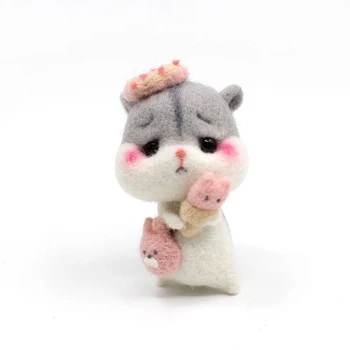 

DIY Wool Felting NonFinished Cute Hamster Baby Toy Doll Poked Handcraft Decoration Felt Craft Creative Gift Material Package Set