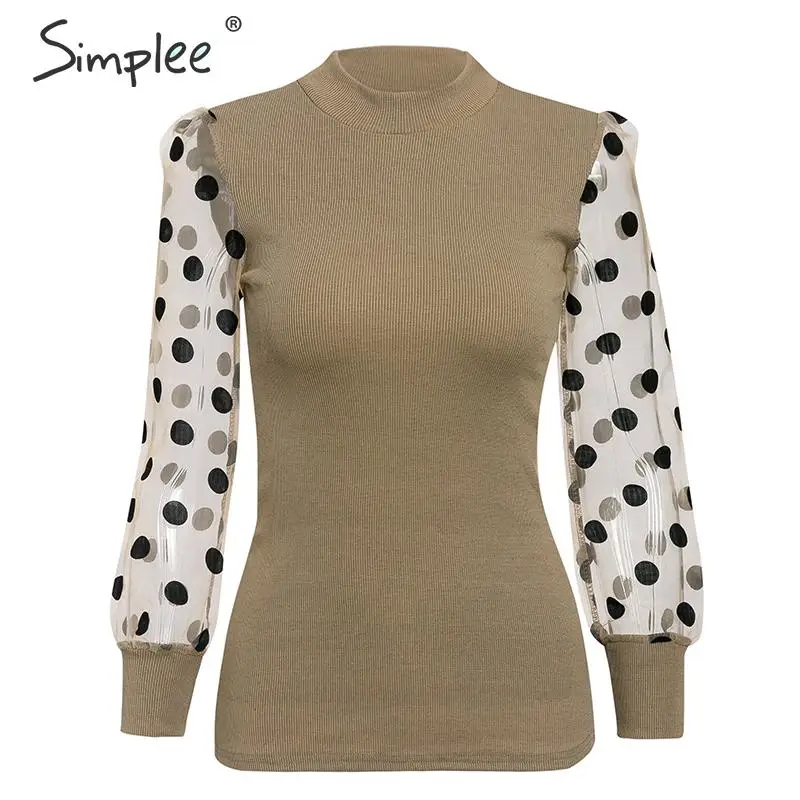 Elegant Puff Polka Dot Blouse Cheap OC0167