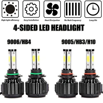 

Canbus 4-sides COB LED H7 H4 Car Headlight 30W 10000LM/bulb Headlamp H11/H8/H9 9005/HB3 9006/HB4 9007 H13 12V SUV Light Fog Lamp