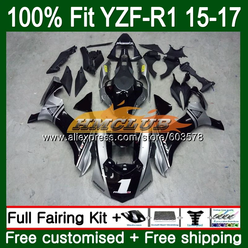 Инъекций для YAMAHA YZF-R1 YZF 1000 R1 127CL. 7 YZF-1000 YZF R 1 YZF1000 YZFR1, 15, 16, 17, черный, серебристый цвет обтекатель oem