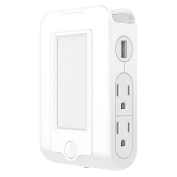 

Multifunctional Power Adapter Socket LED Night Light Double USB Port Wall Outlet Charge Adapter DU55