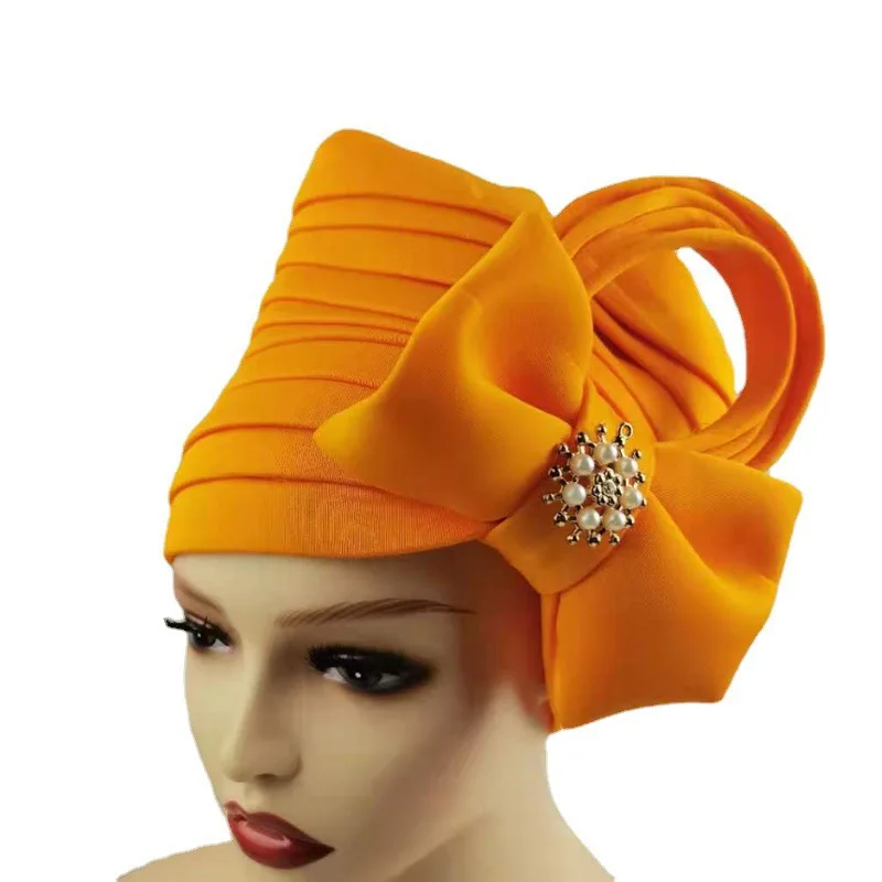 africa dress Bow-tie Turban Caps for Women Fashion African  Headtie Nigerian Wedding Gele Muslim Headscarf Bonnet Female Head Wraps african dress style