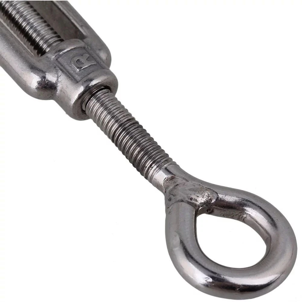 Silver 304 Stainless Steel European Style Eye & Eye Turnbuckle M4/M5/M6 Turnbuckle Adjustable Wire Rope Tensioner