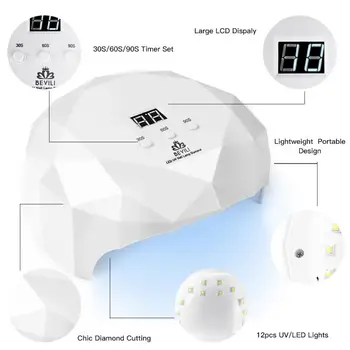 

White 36W Nail UV LED Lamp Nail Dryer Phototherapy Nail Glue Dryer Machine Dual Light Source UV/LED USB Connector Nail Lamp Tool