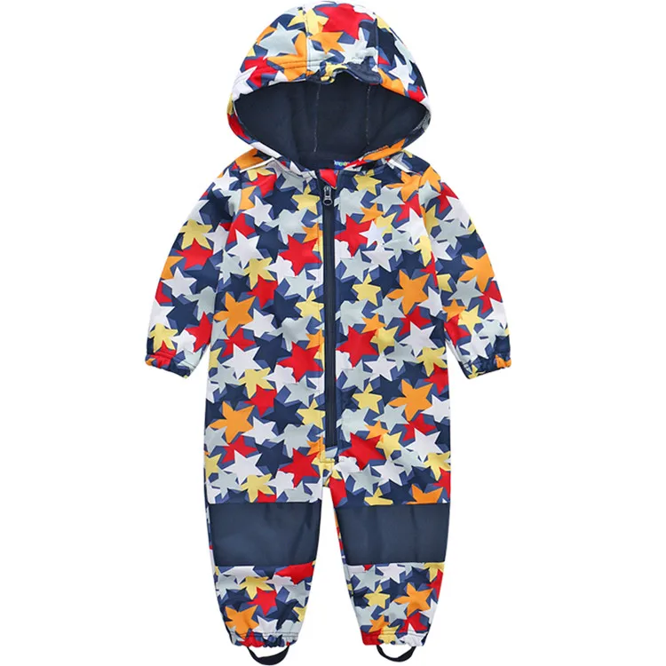 star normal fleece Детский флисовый комбинезон для мальчиков; комбинезоны для девочек с флисовой подкладкой; ветрозащитный и водонепроницаемый - Цвет: star normal fleece