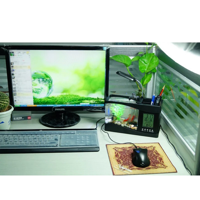 Multifunctional LED Aquarium Fish Tank Light For Small Fish Tank , USB , Pen Holder, Table Lamp, Calendar, Calendar