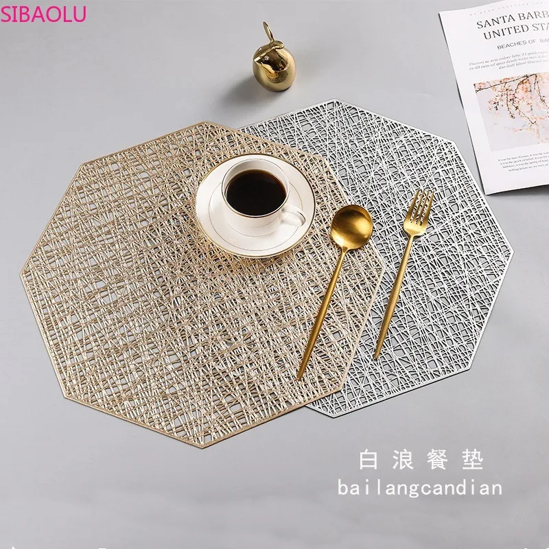 

New Western Food Pad Creative Octagonal Hollow Insulation Pad Simple Japanese Non-slip PVC Western Food Pad Coaster Plate Pad
