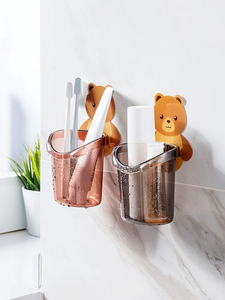 Bathroom Accessories Set Toothbrush Holder Toothpaste Storage Rack Wall Mount Toothbrush Cup Rack Stand For Child