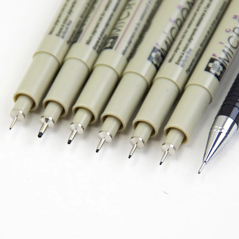 1pcs Pigment Micron Sakura Neelde Soft Brush Drawing Pen 005 01 02 03 04 05  08 Brush Fine Point Markers Pen