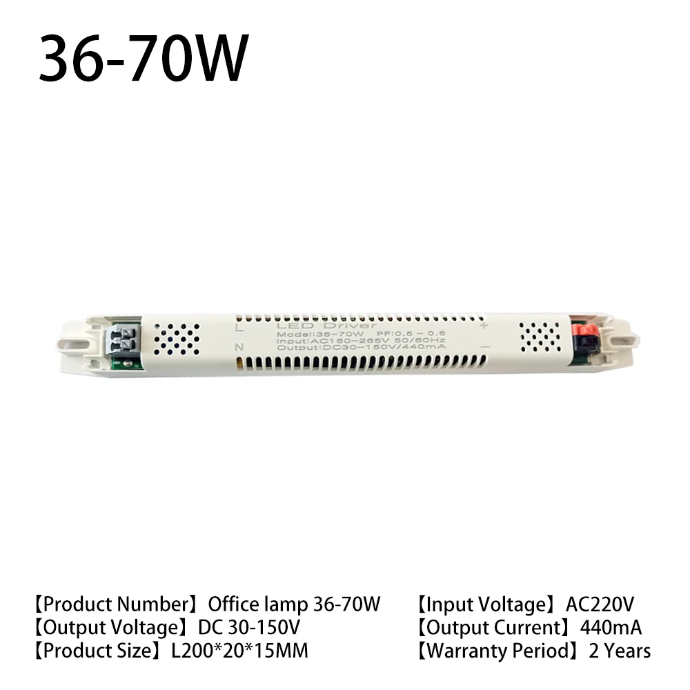 Lâmpada de painel emissora de luz led dc220v, reto, formato não isolado, 18w, 72w, fonte de alimentação para lâmpada de escritório