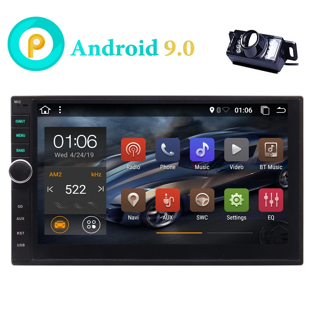 Автомагнитола с сенсорным экраном 2 din Android 9 0 Bluetooth GPS-навигация SWC Wi-Fi FM/AM/RDS USB +