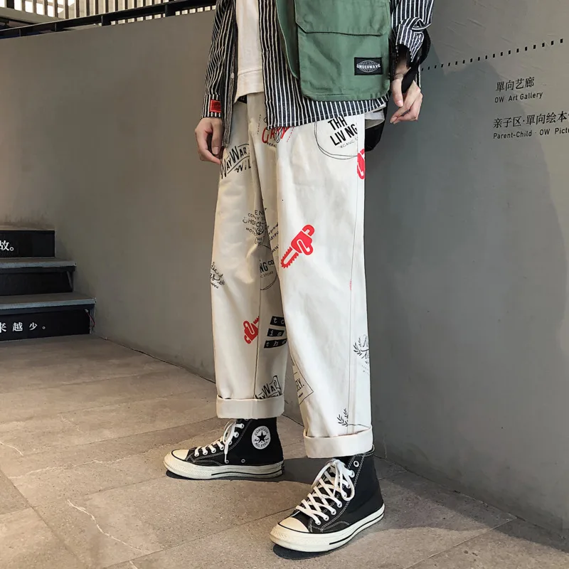 Winter New Thick Pants Men Fashion Printed Casual Trousers Man Streetwear Wild Hip Hop Loose Straight Pants Joggers Sweatpants
